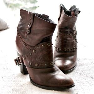 Browns Chocolate Heeled Ankle Boots